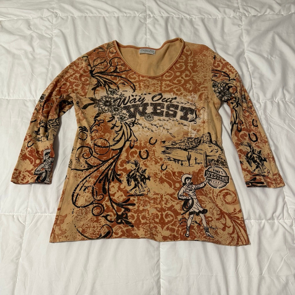 Western Cowgirl Rhinestone Top S - Picture 1 of 8